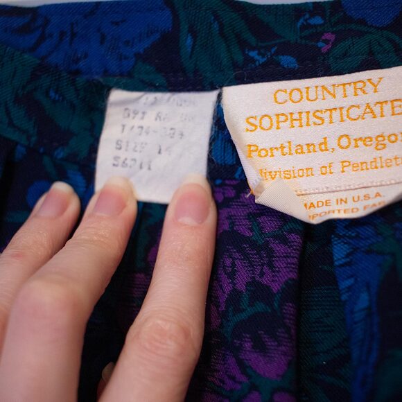 VTG Moody Cottagecore Floral 2Pc Set Romantic High Neck 14 Country Sophisticates - Picture 15 of 16